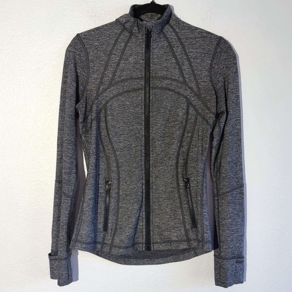 Lululemon Define Jacket Heathered Grey Space Dye Zip Up Size 8